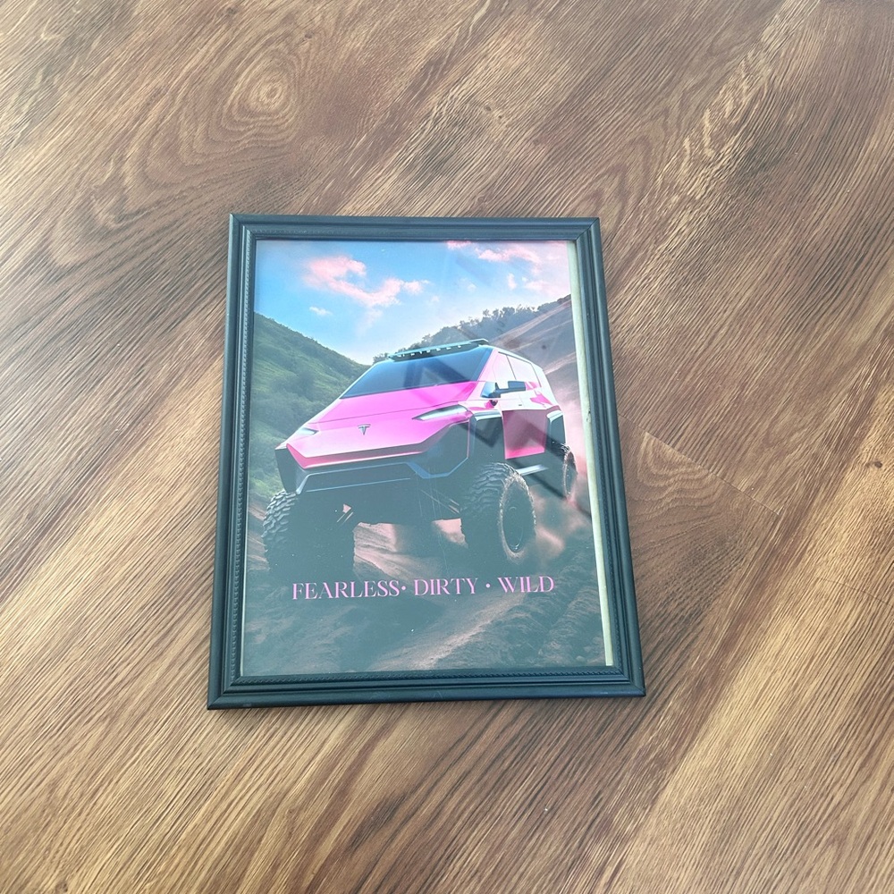 Pink cyber truck portrait wall art